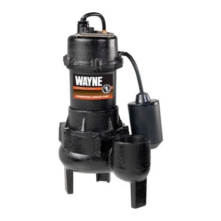 WAYNE WATER SYSTEMS Wayne, RPP50 1/2 Horsepower Cast Iron Sewage Pump with Tether Float Switch RPP50